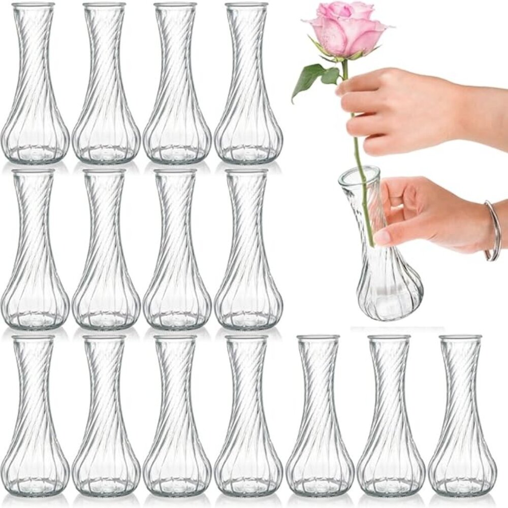 NWT - 16 Pack Glass Bud Vase, Clear Small Flower Vases in Bulk